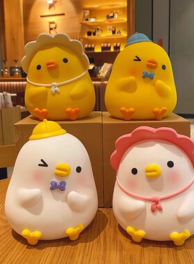 卡通元气鸭搪胶防摔大容量存钱罐