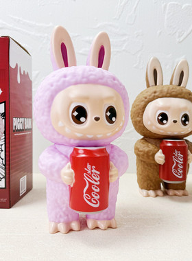 卡通Labubu可乐罐搪胶存钱摆件
