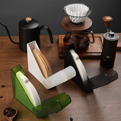 PP材质01手冲咖啡滤纸收纳盒V60扇型防尘通用简约挂耳滤纸架翻盖