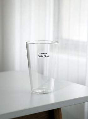 AM 8:00早八点咖啡玻璃杯打工人水杯简约ins风字母杯大容量耐热