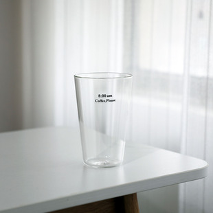 AM 8:00早八点咖啡玻璃杯打工人水杯简约ins风字母杯大容量耐热