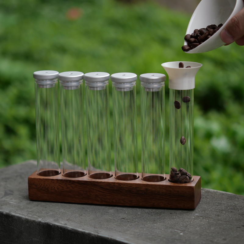 咖啡豆分装瓶玻璃铝合金收纳试管