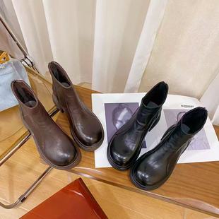 VK定制 欧洲站高档羊皮粗跟时尚短靴女1300-15