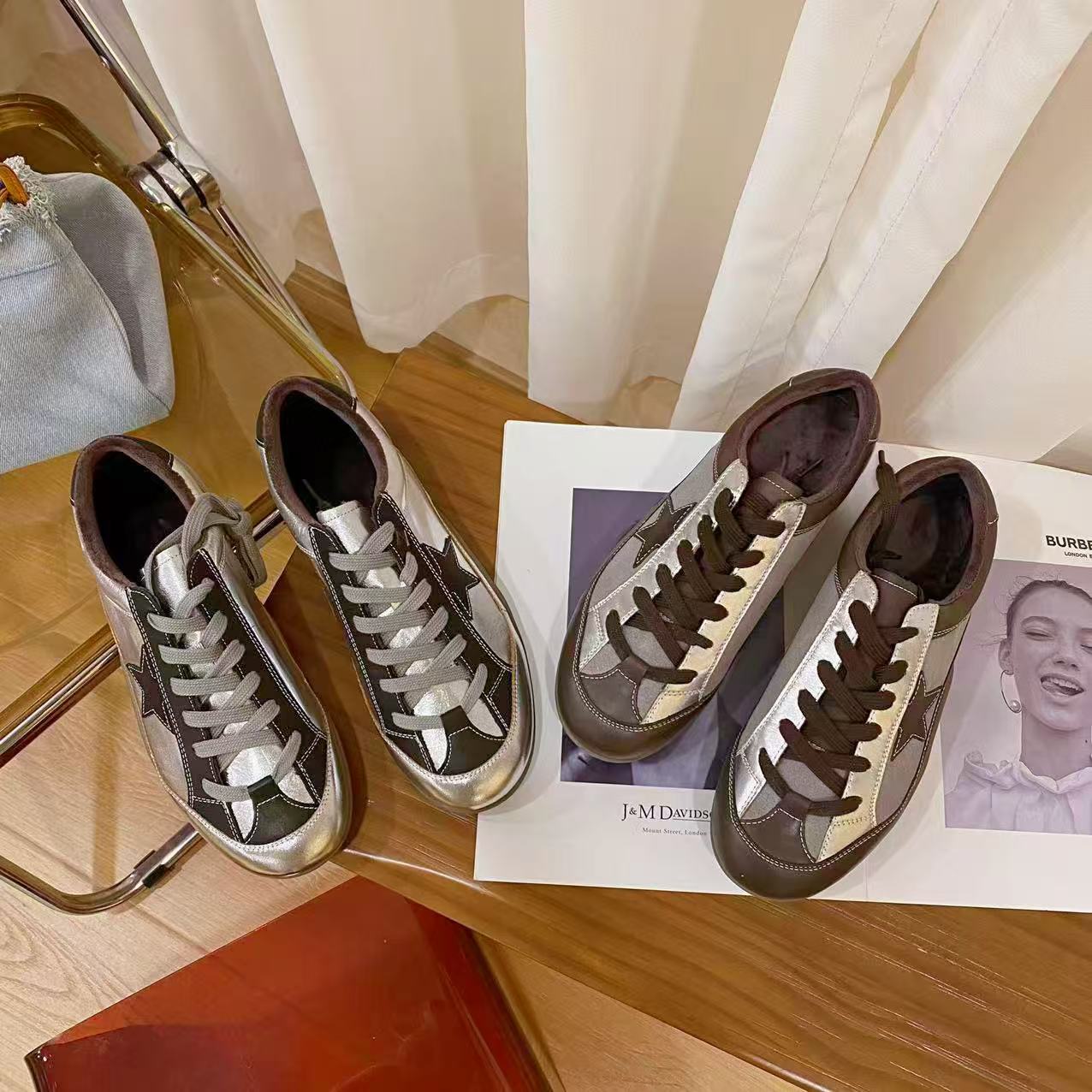 韩版真皮时尚休闲运动鞋女