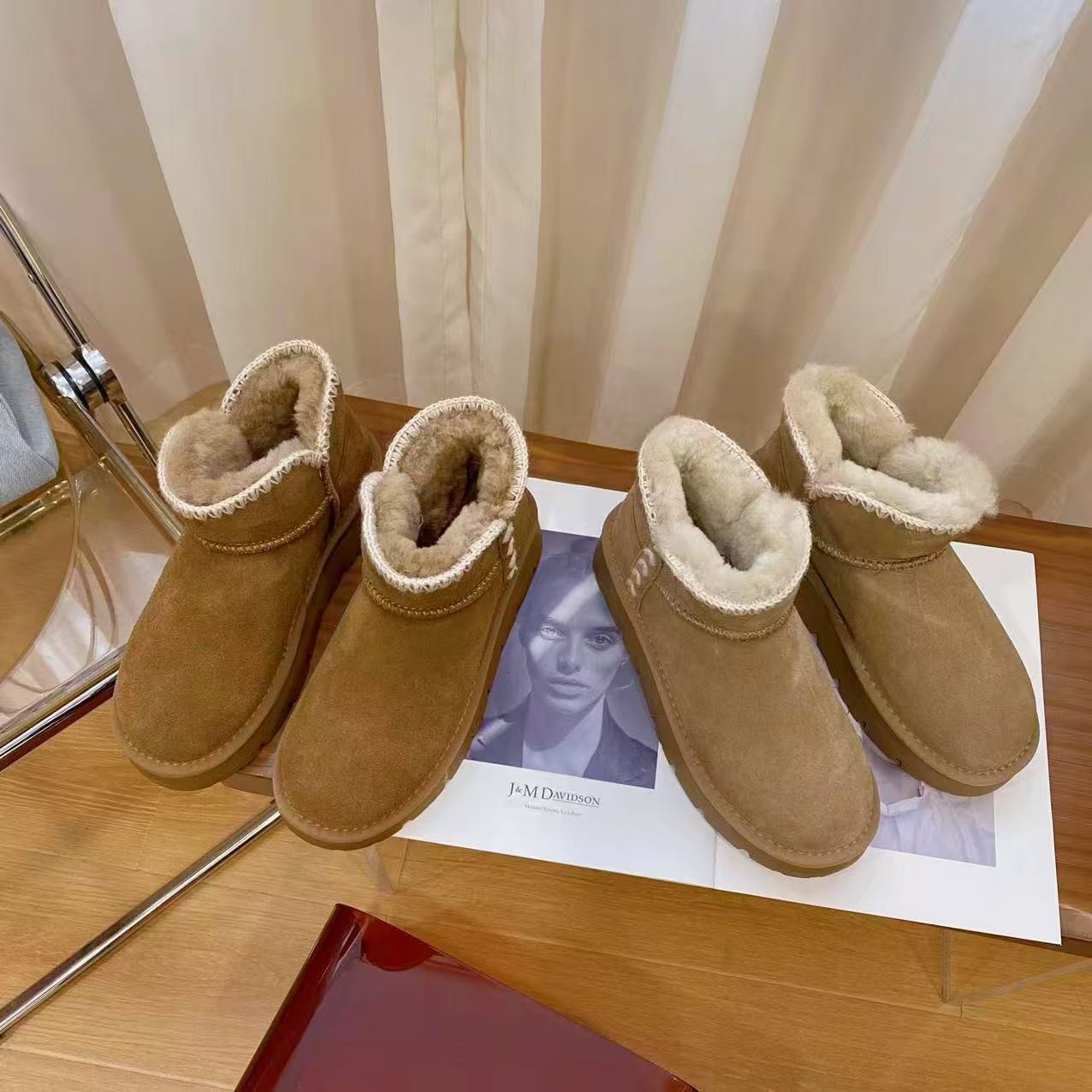 韩版时尚真皮羊毛保暖雪地靴女