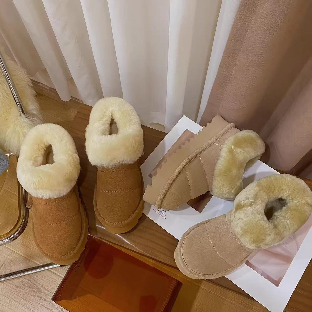 VK定制 韩版时尚真皮羊毛保暖雪地靴女2652