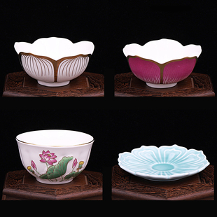 莲花碗供佛上供小碗陶瓷贡天供水佛堂七宝八供佛前斋碗八吉祥佛具