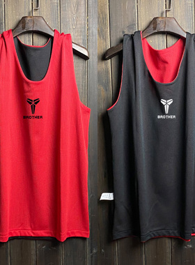 运动双面穿篮球服上衣男美式背心训练队服学生比赛两面穿运动球衣