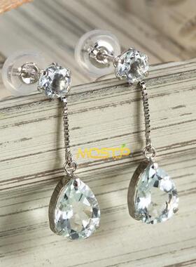 多用款水滴2克拉天然海蓝宝吊坠耳钉耳环耳饰18K白金日本代购途中