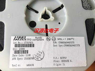 CP0603A2442CSTR 0603 2400-2484MHZ 12DB AVX厂RF信号调节滤波器