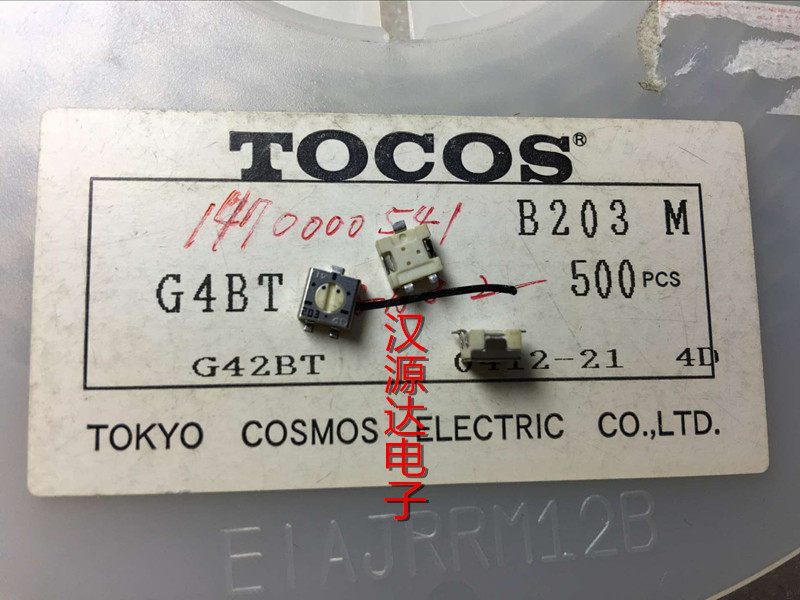 G4BTB203M 20K 5X5X2.7MM 单圈 L脚 TOCOS厂家贴片微调精密电位器