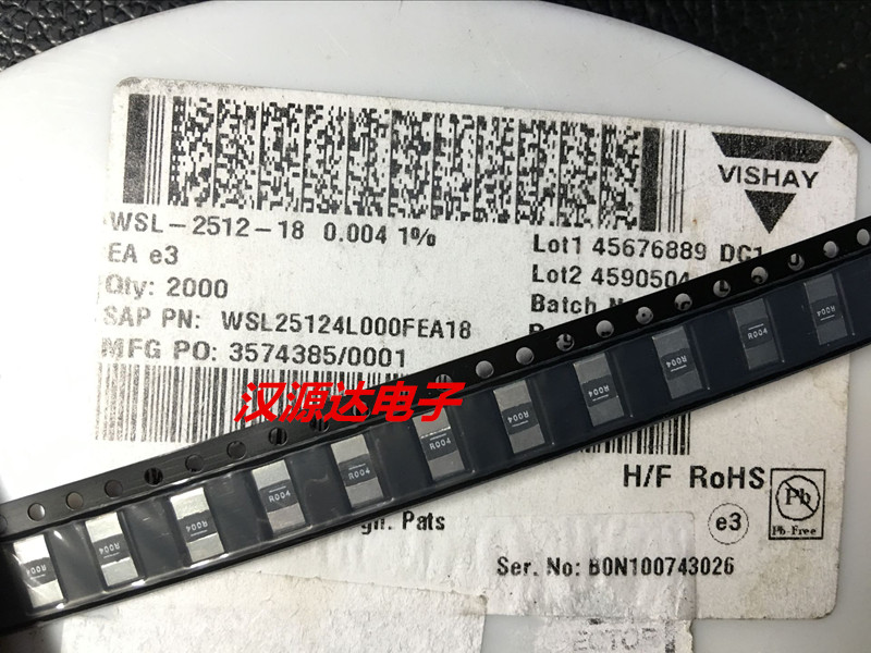 WSL25124L000FEA18 DALE贴片合金电阻 2512 R004 0.004R 1% 2W