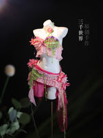 Original pink rose red simulated flower strapless forest-themed fairy photo set, pure Desire private scarf beach bikini set thumbnail 5
