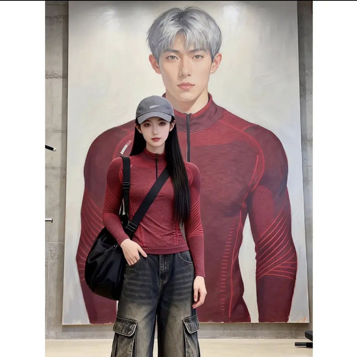 马年新款运动健身服显肌肉半拉链收腰高弹透气吸汗速干紧身长袖男