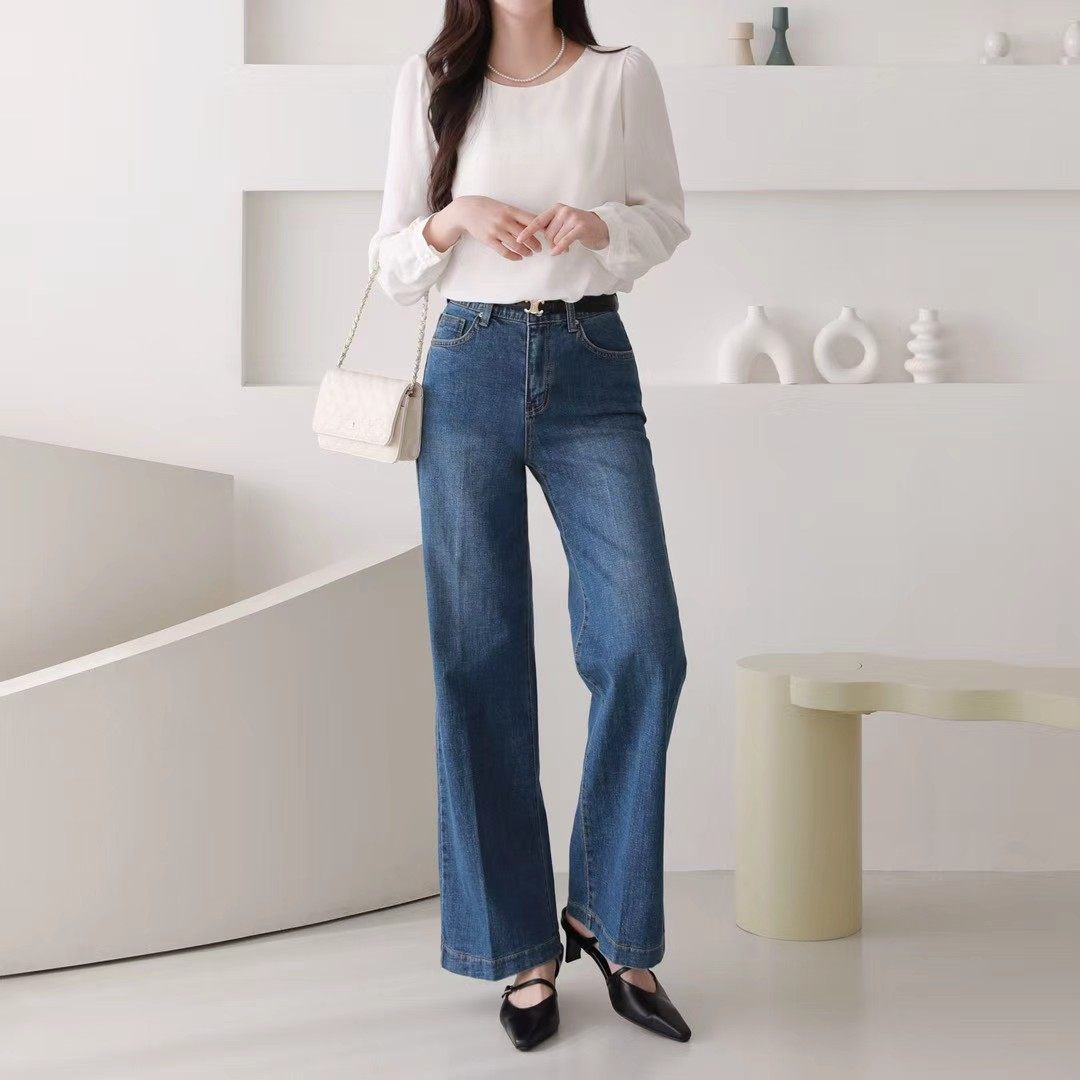 韩国代购vikini jean春季弹力显瘦直筒裤微喇仔裤高腰中弹牛仔裤,女装/女士精品,牛仔裤,淘宝优惠券,粉丝福利购,淘宝优惠卷