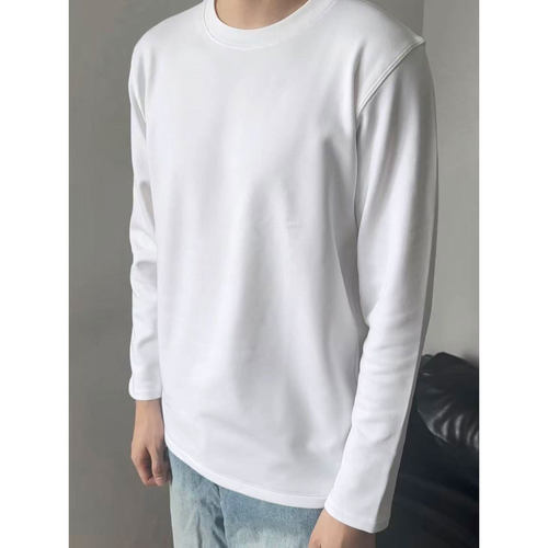 【躺水家】热力绒卫衣内搭保暖百搭圆领男美式宽松纯色男女情侣款