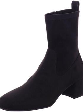 代购unisa女士切尔西靴舒适轻便弹性贴合易穿脱黑色粗跟方头