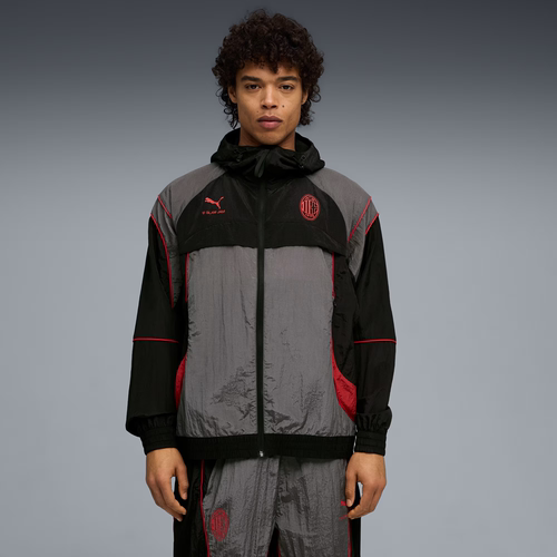 代购Puma x AC Milan x Slam Jam彪马联名款运动夹克黑灰红外套