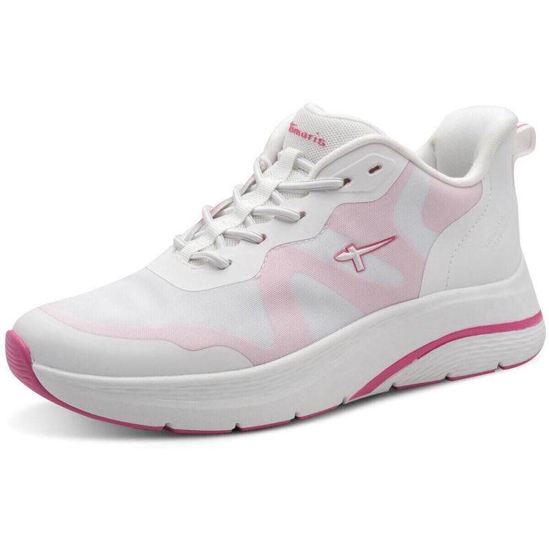 代购Tamaris女士跑步鞋缓震透气轻盈运动鞋白色粉色点缀日常通勤