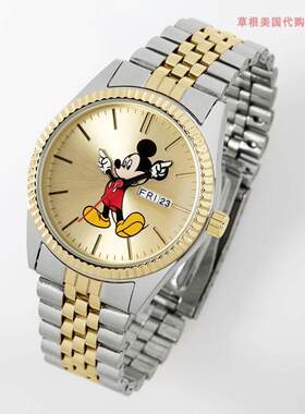 代购迪士尼Disney卡通动漫手表男女士间金钢带米奇时尚腕表MK8185