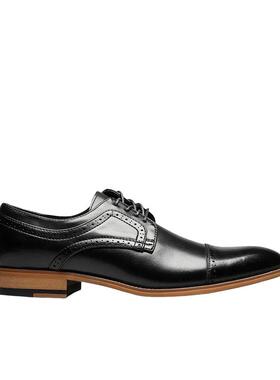 代购STACY ADAMS男士正装鞋透气吸汗软底轻便黑色圆头系带牛津款