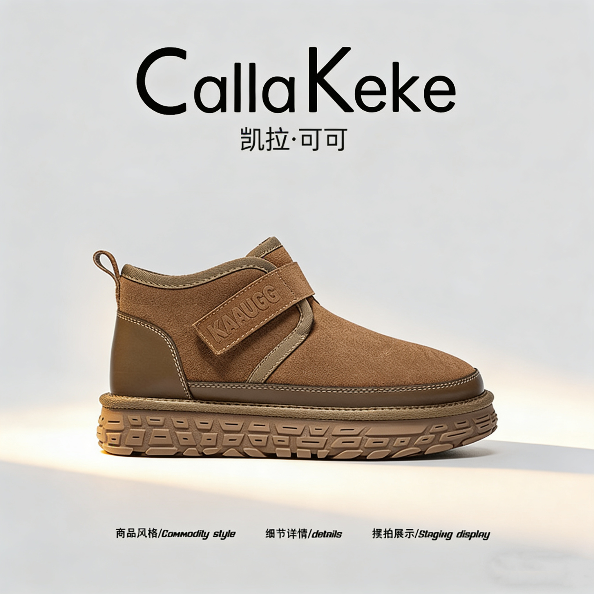 美国Calla Keke轮胎底雪地靴男2025冬季新款加绒加厚保暖棉鞋男士