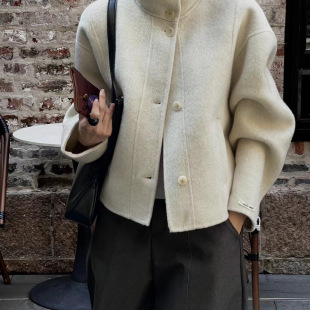 BOBO双面羊毛羊绒外套6182小短款 轻奢呢子外套小个子纯色韩系简约