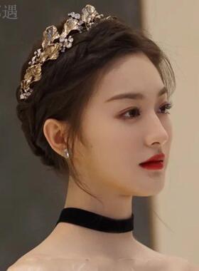 复古典雅头饰手工串珠饰品水晶珍珠皇冠发箍2026新款潮气质高级感