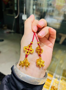 新中式马上有钱花五帝钱编绳手机挂件小马本命年红绳挂饰招财