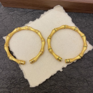 新中式古法竹节拉丝开口镯手镯女士轻奢小众精致手环高级感轻奢