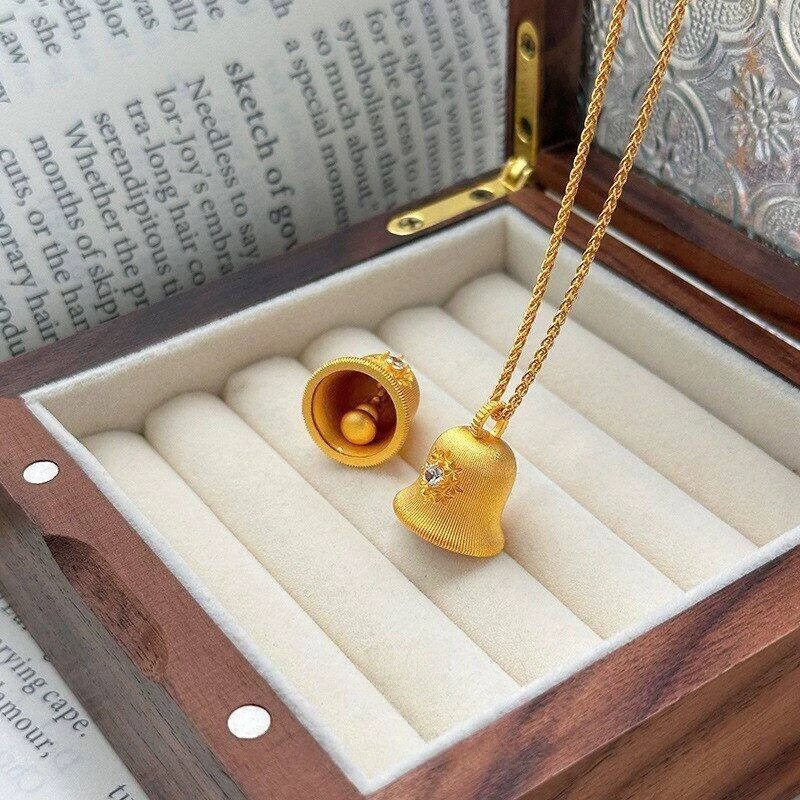 新中式拉丝铃铛项链女款锁骨链小众设计百搭时尚轻奢高级感送礼物