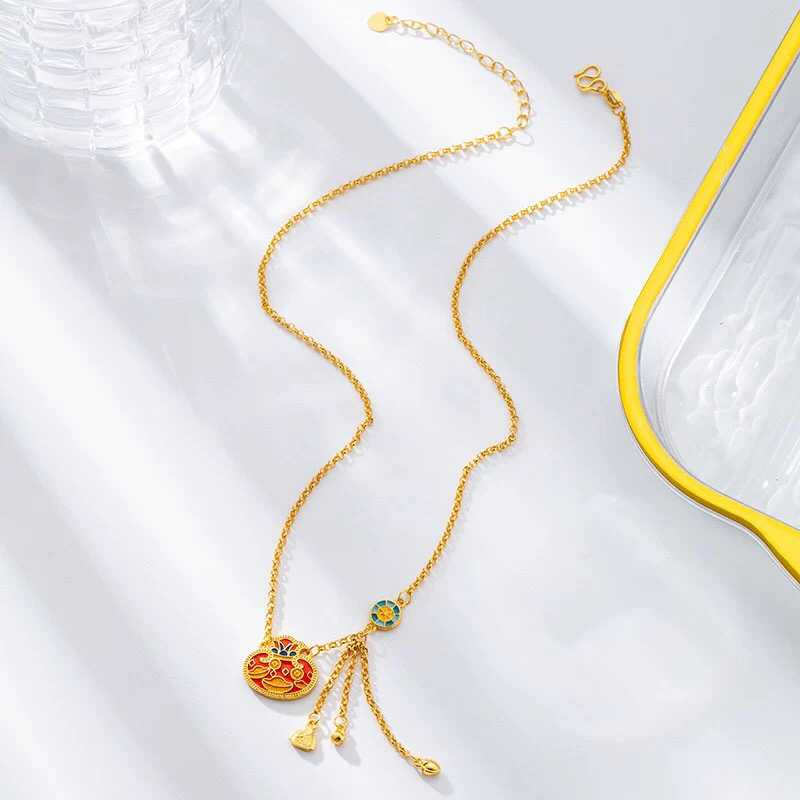 新中式福袋吊坠项链轻奢高级感锁骨链时尚百搭饰品女