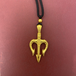新中式国潮风古法海神三叉戟吊坠复古时尚毛衣链