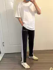Spring Autumn Patchwork Striped Fashion Casual Pants Unisex High Street Minimalist Loose Straight Colorblock Sweatpants Joggers