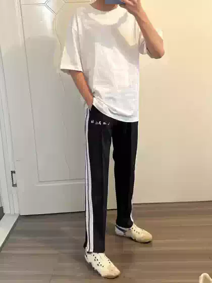 Spring Autumn Patchwork Striped Fashion Casual Pants Unisex High Street Minimalist Loose Straight Colorblock Sweatpants Joggers