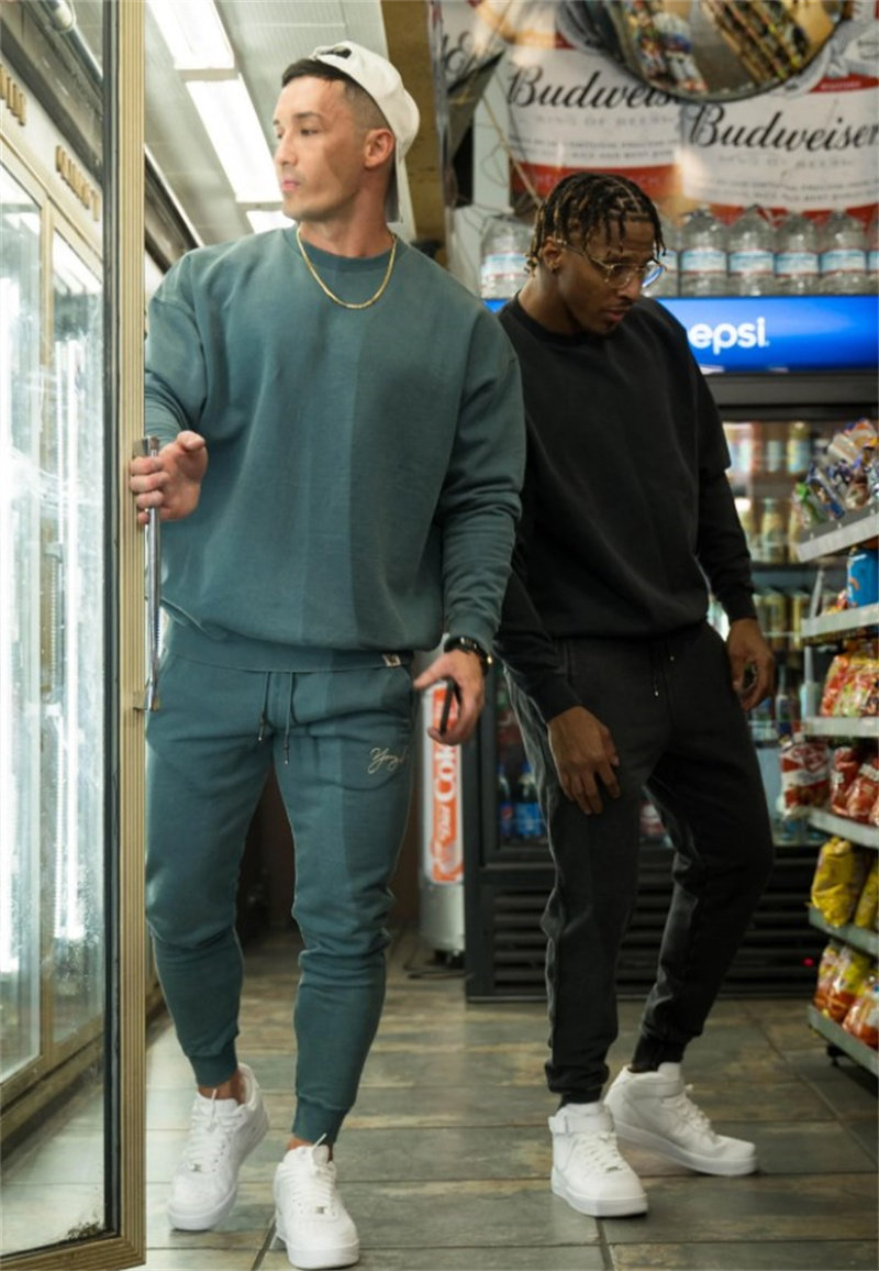 남성과 여성을 위한 FLAW 스포츠 라운드 넥 긴팔 스웨트 셔츠 루즈한 피트니스 의류 재킷 스웨트 셔츠 트레이닝 상의