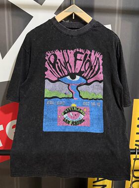 次品处理PinkFloyd水洗做旧复古美式街头平克弗洛伊德乐队短袖T恤
