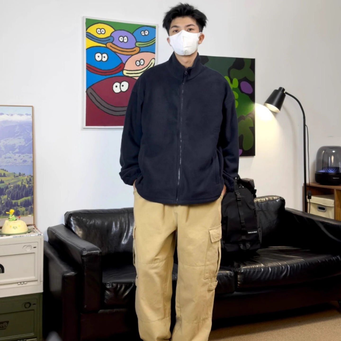 次品处理 秋冬季宽松立领开衫卫衣青摇粒绒日系拉链薄绒外套男