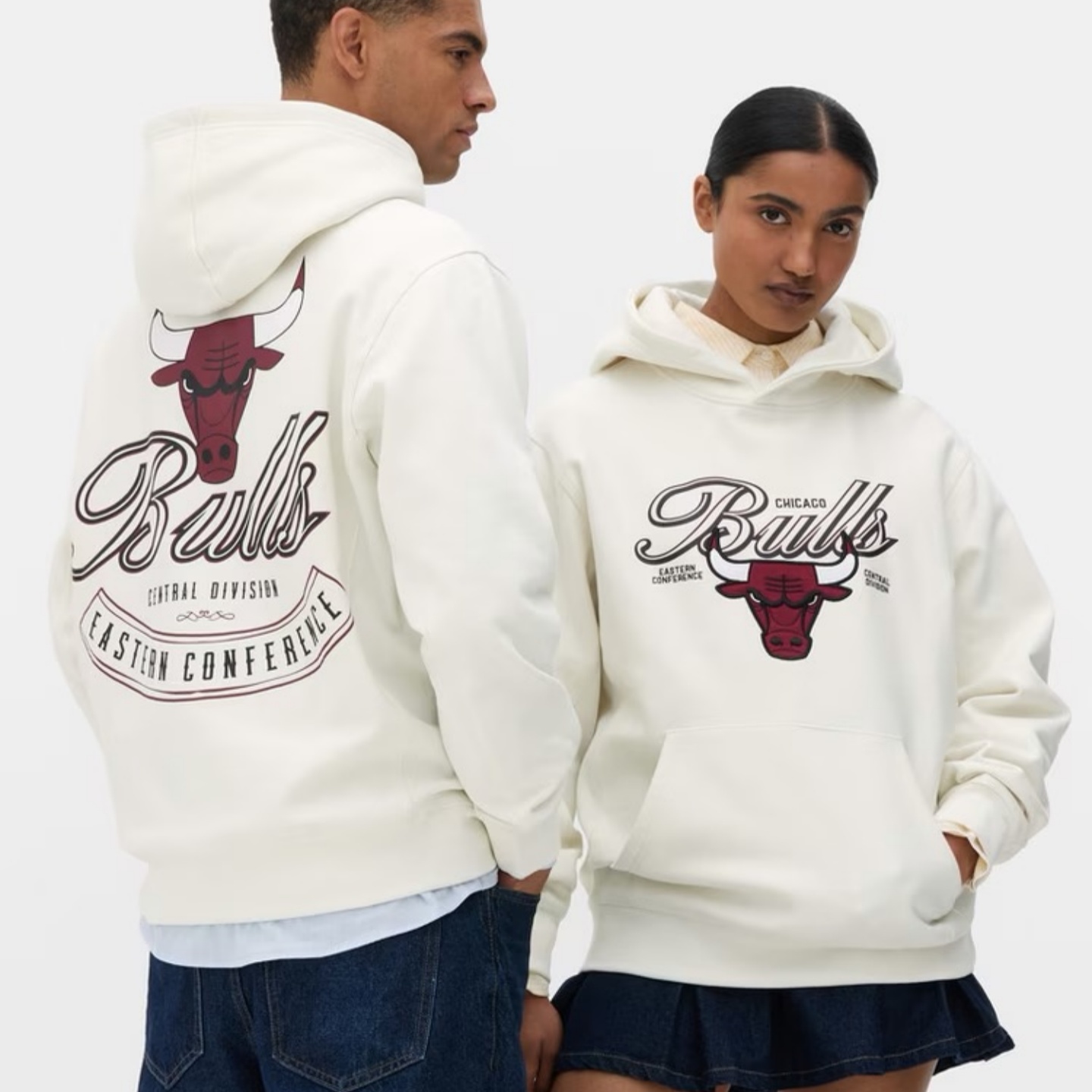 欧美单秋冬加绒加厚美式休闲连帽卫衣男刺绣公牛宽松潮流情侣上衣