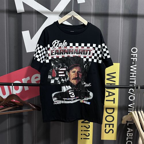 瑕疵处理 美式休闲短袖T恤NASCAR赛车印花潮宽松大码棉质半袖体恤