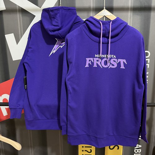 春秋款薄绒高领连帽卫衣MINNESOTA印花美式休闲宽松套头潮流上衣