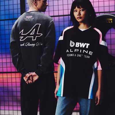 BWT AlpineF1美式短袖t恤男夏潮牌宽松大码情侣半袖运动速干上衣