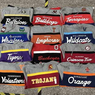 米切尔复古刺绣美式休闲重磅连帽卫衣NCAA冬季加绒潮oversize上衣