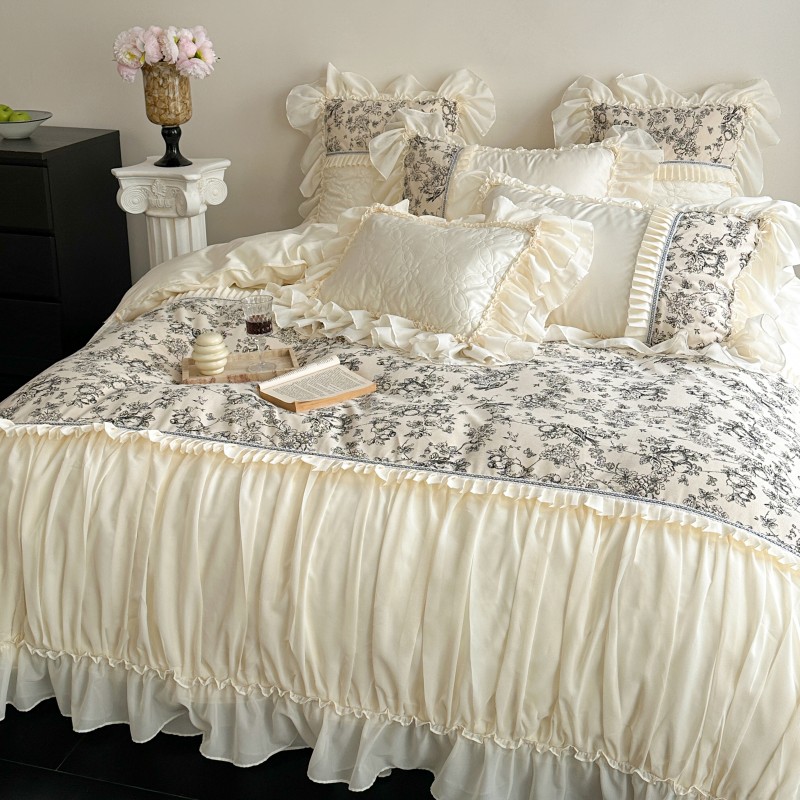 浪漫少女心蕾丝边全棉床上四件套