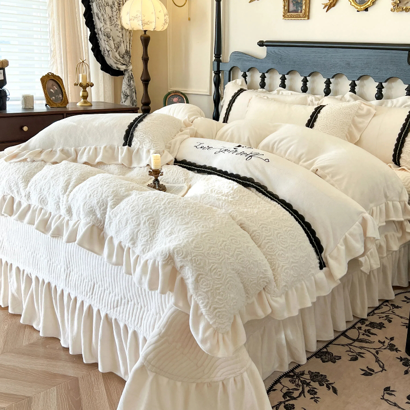 牛奶珊瑚绒被套床单加绒床盖