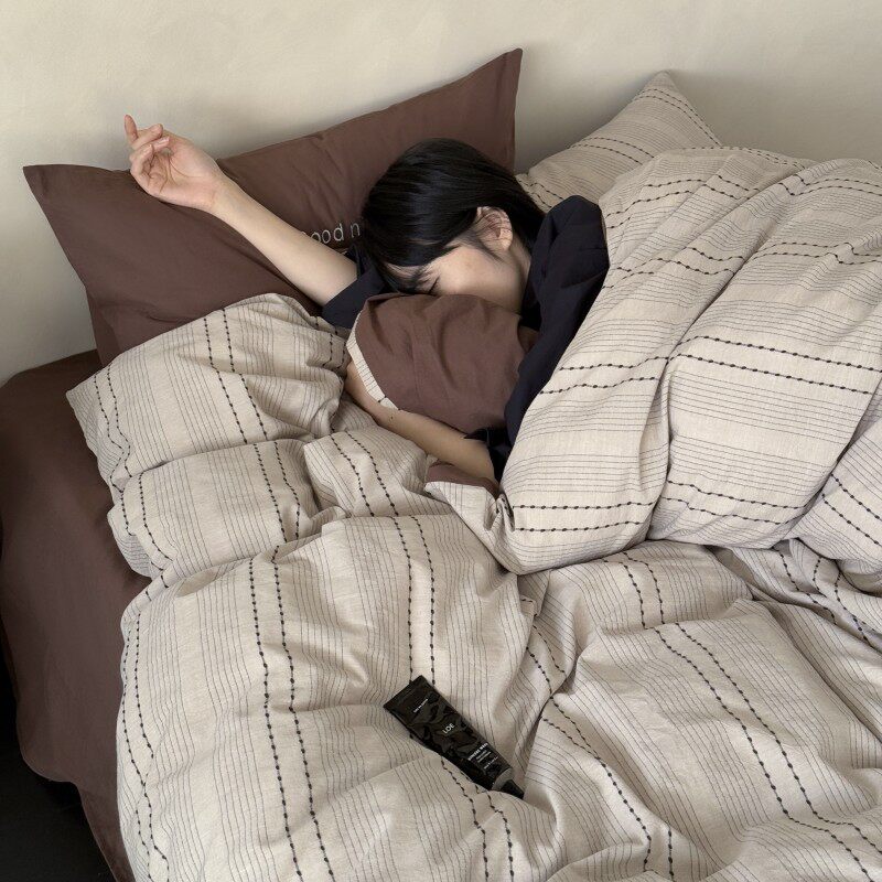 现代全棉色织四件套纯棉简约条纹
