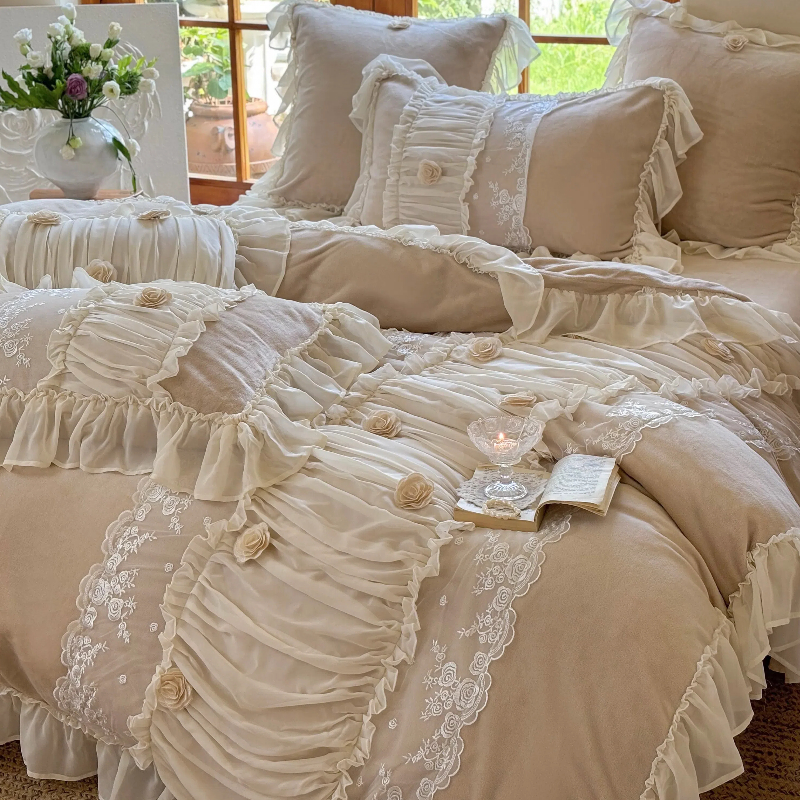 秋冬季加厚保暖珊瑚绒公主风被套