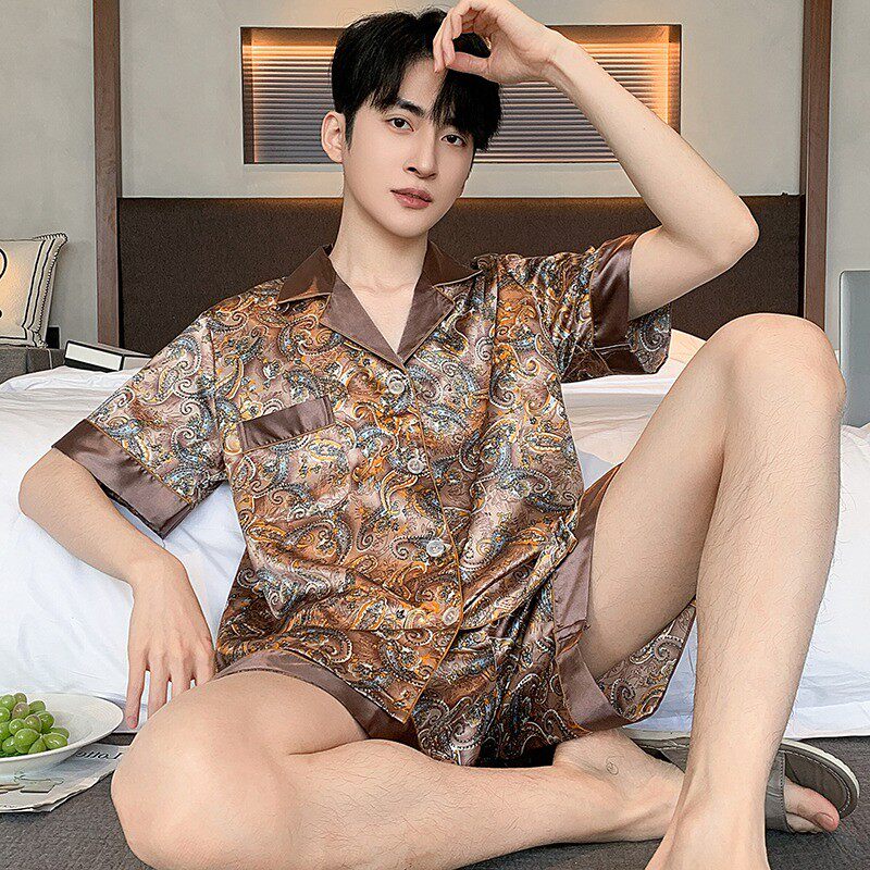 维多利亚桑蚕丝男夏季薄款睡衣