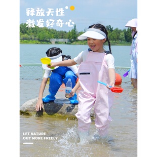 儿童玩水连体下水裤幼儿园防水衣服赶海装备水叉雨裤小孩抓鱼沙滩