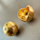 2025超火耳环拉丝圆球金属耳钉超闪六芒星百搭气质耳饰女银针防敏